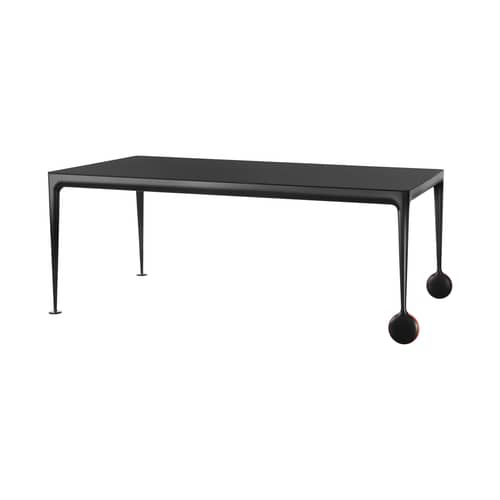 Big Will Rectangular table glass black 200 x 100 cm - Magis - Black top / Black legs - Glass, Painted cast aluminium, Rubber