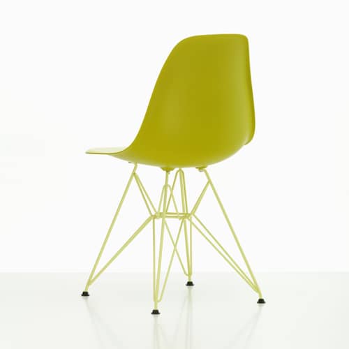 Stuhl RE DSR Colours - Eames Plastic Side Chair plastikmaterial gelb / (1950) - Beine farbig / recycelt - Vitra - Senfgelb / Fuß zitronengelb - lackierter Stahl, Recycelter Kunststoff (Post-Consumer)