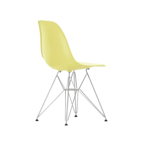 Stuhl RE DSR - Eames Plastic Side Chair plastikmaterial gelb / (1950) - Verchromte Füße / Recycelt - Vitra - Zitrone / Verchromte Füße - Recycelter Kunststoff (Post-Consumer), verchromter Stahl