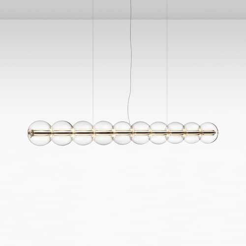 Suspension Luce Sferica S2 verre transparent / L 208 cm - Flos - L 208 cm - Aluminium poli, Verre soufflé main