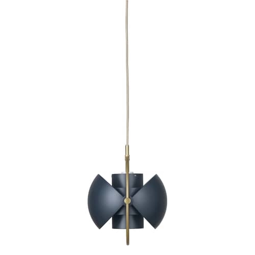 Suspension Multi-Lite Small métal bleu / Ø 25 cm - Modulable & orientable / Réédition 1972 - Gubi - Bleu nuit / Cercle laiton - Métal