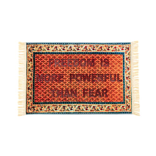 Tappeto Burnt - Freedom tessuto multicolore / 80 x 120 cm - Scritta ottenuta per combustione - Seletti - Freedom - Poliestere