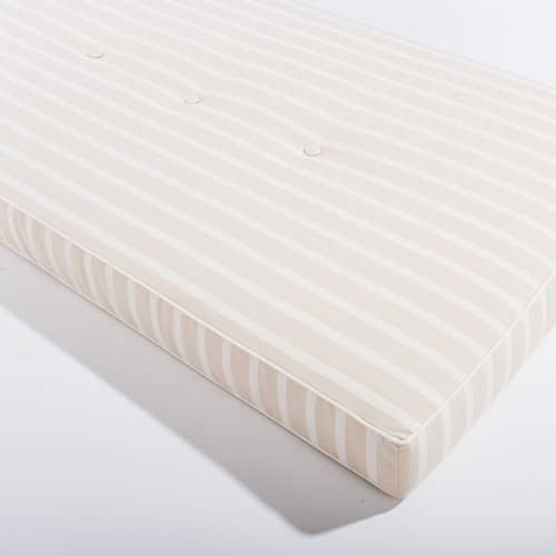 Transat inclinable à roulettes Al Fresco métal / Matelas inclus - Tablette latérale pivotante - BUSINESS & PLEASURE - Coussin Monaco (rayé beige) - Acier, Mousse, Tissu outdoor Pleasuretex®