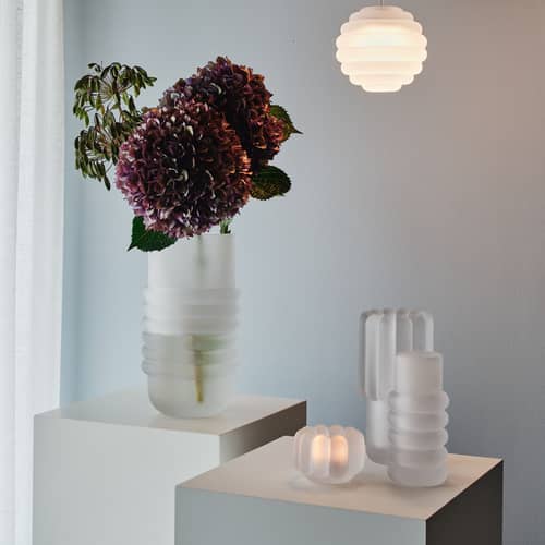 Vase Press Stem glas weiß - Tom Dixon - Vereist - Pressglas
