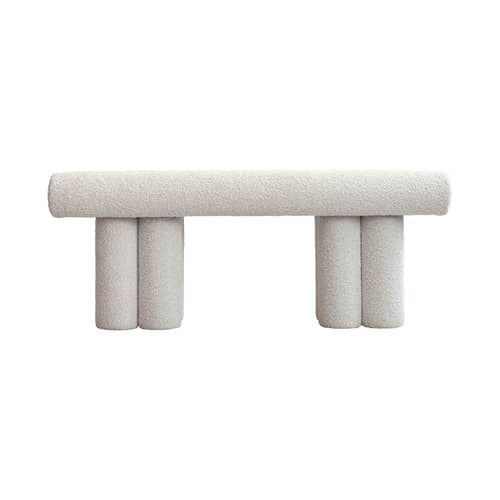 Banc rembourré Hiro / Banquette - L 120 cm - 101 COPENHAGEN - Blanc cassé (Tissu bouclé) - Métal, Mousse, Tissu