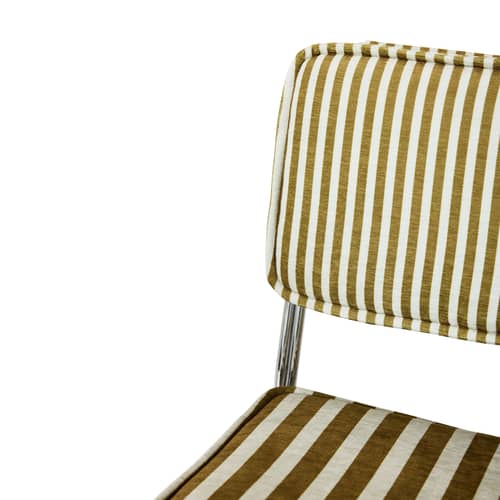 Chaise rembourrée Endless - HK LIVING - Rayé ocre & blanc (tissu Striped) - Acier chromé, Mousse, Tissu polyester