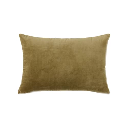 Cuscino Velvet tessuto verde / 60 x 40 cm - HK LIVING - Verde cachi - Cotone, Poliestere, Velluto