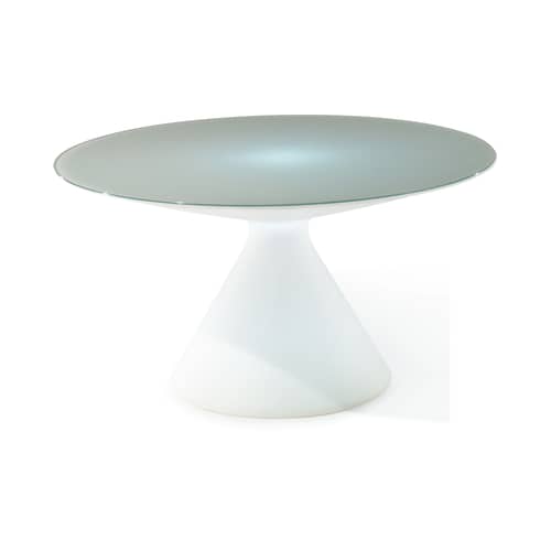 leuchtender Tisch Ed glas weiß / Ø 140 cm - Slide - Weiß - Glas, Plastik