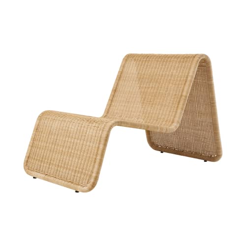 Fauteuil bas P3 / Rotin tressé main - Réédition 1964 - Gubi - Naturel - Acier galvanisé, Rotin