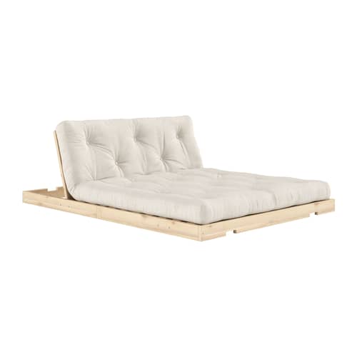 Divano convertibile Flip legno bianco / L 145 cm - 3 posizioni - KARUP - Lino 914 / Pino - Espanso, Fibre riciclate miste, Pino massello certificato FSC, Tessuto