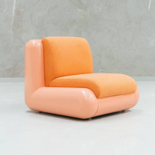Gepolsterter Sessel T4 corian rosa / Glasfaser - UMA OBJECTS - Blush Pink - Gewebe, Glasfaser, Schaumstoff