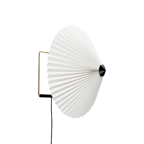 Wandleuchte mit Stromkabel Matin Large textil weiß Schwenkbare LED-Leuchte / Ø 38 cm - Hay - Weiß - Gefaltete Baumwolle, Stahldraht