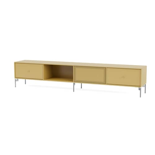 Meuble TV Octave VII bois jaune / Avec pieds - L 183,6 x P 30 x H 36,6 cm - MONTANA - Cumin 157 - Acier, Acier perforé, MDF laqué