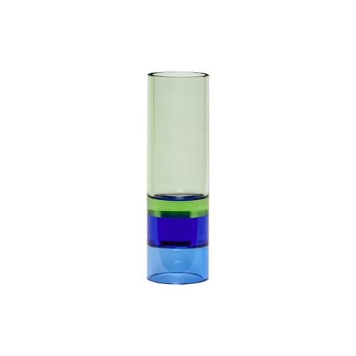 Photophore Astro / Vase - H 15 cm - HÜBSCH - Vert pâle / Bleu - Cristal