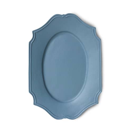 Plat de service New classics métal bleu / 35.5 cm x24.5 cm - HK LIVING - Bleu - Aluminium