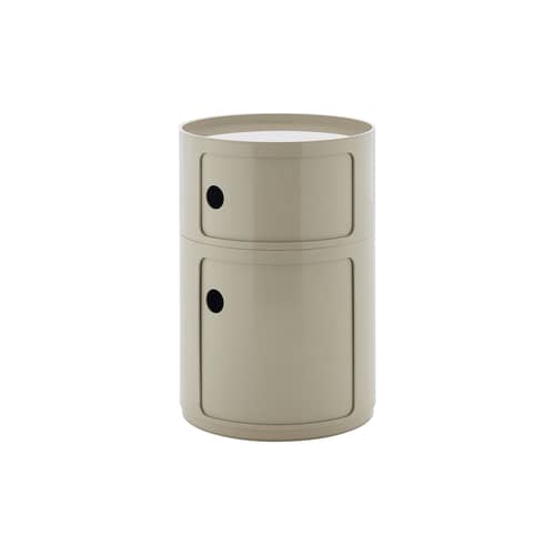 Rangement Componibili New Big plastique gris / 2 tiroirs - Ø 42 x H 61,5 cm - Kartell - Gris tourterelle - ABS