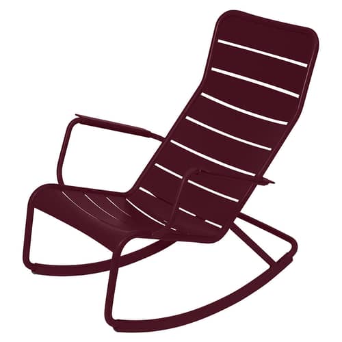 Luxembourg Rocking chair metal red / Aluminium - Fermob - Black cherry - Lacquered aluminium