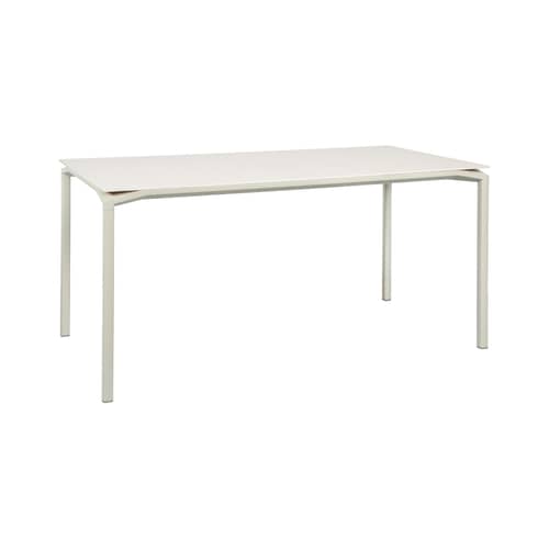 Table rectangulaire Calvi Minérale / 160 x 80 cm (6 personnes) - Plateau Dekton (aspect pierre) - Fermob - Beige (Dekton) / Pieds Gris argile - Aluminium laqué, Céramique Dekton