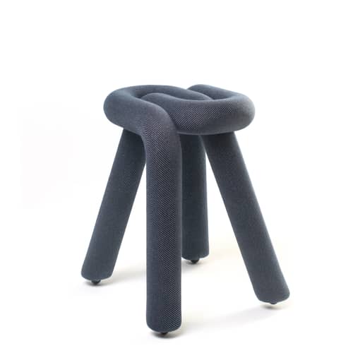 Tabouret rembourré Bold tissu bleu - Moustache - Bleu pailleté - Acier, Mousse, Tissu