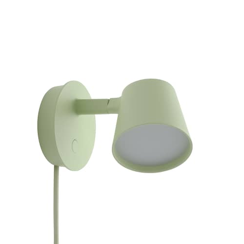 Tip LED Wall light with plug metal green / Orientable - Dimmer - Muuto - Light green - Aluminium