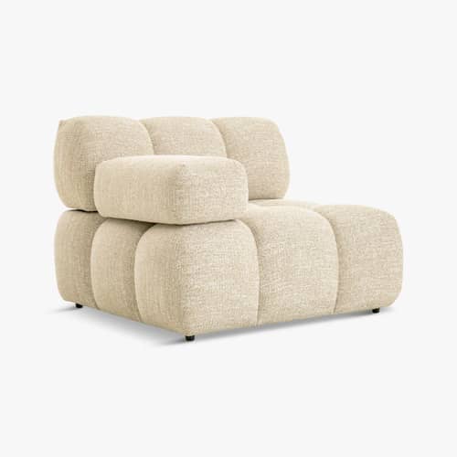 Poltrona imbottita Waffle tessuto beige / Divano modulabile - Bracciolo intercambiabile - NV GALLERY - Tweed Beige - Schiuma ad alta densità, Tessuto