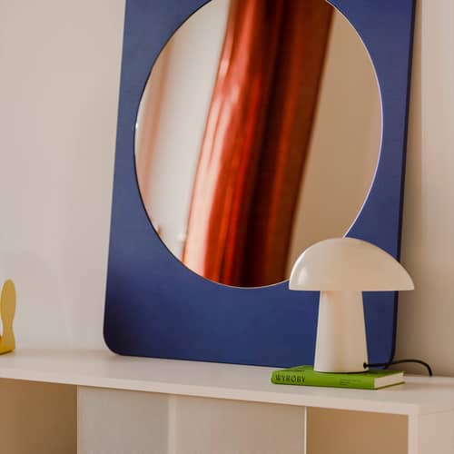 Wandspiegel Aku holz blau / B 70 x H 90 cm - NOO.MA - Süße Heidelbeerfarben -  Verre miroir, Birkenholzfurnier