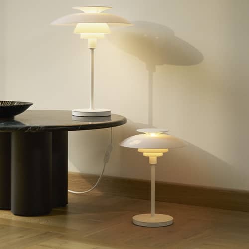 PH 80 Wireless rechargeable lamp plastic material white / LED - 1974 - Louis Poulsen - Opal white / Base, legs - Aluminium, Opal acrylique, Steel