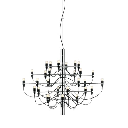 Pendelleuchte 2097 grau silber metall / INKLUSIVE 30 mattierte Leuchtmittel - Ø 88 cm - Flos - Verchromt - Eisen