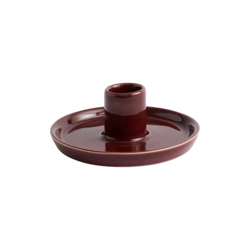 Disc Small Candle stick ceramic brown / For long candles, Ø 2.2 cm - Hay - Brown - Earthenware