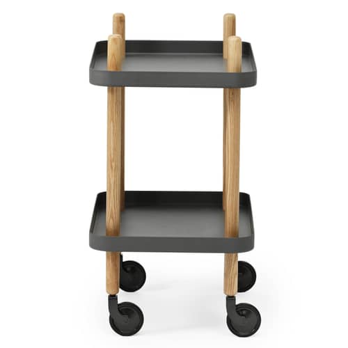 Carrello/tavolo d\'appoggio Block metallo grigio /Sur ruote - Normann Copenhagen - Grigio scuro - Acciaio, Frassino