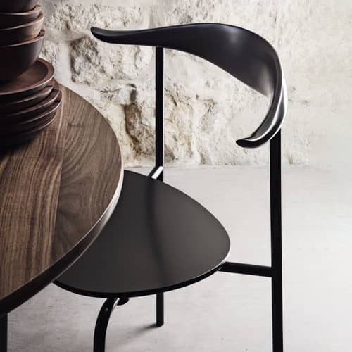 Chaise empilable CH88T bois noir / Hans J. Wegner, 1955 - CARL HANSEN & SON - Noir - Acier inoxydable, Contreplaqué de hêtre peint, Hêtre massif peint
