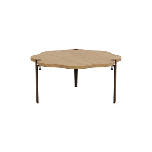 Couchtisch Vague by Uchronia holz natur / Ø 80 x H 43 cm – massive Eiche - TIPTOE - Braun / Eiche - Ökozertifizierte Massiveiche, thermolackierter Stahl