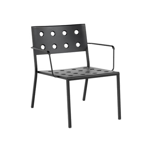 Fauteuil lounge empilable Balcony métal noir / Bouroullec, 2022 - Hay - Anthracite - Acier thermolaqué