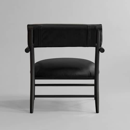 Fauteuil lounge Nama - 101 COPENHAGEN - Noir (cuir aniline) / Chêne noir - Chêne massif, Cuir aniline, Mousse
