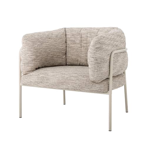 Gepolsterter Sessel Karel textil grau - Bloomingville - Grau - Gewebe, Pulverbeschichtetes Eisen, Schaumstoff