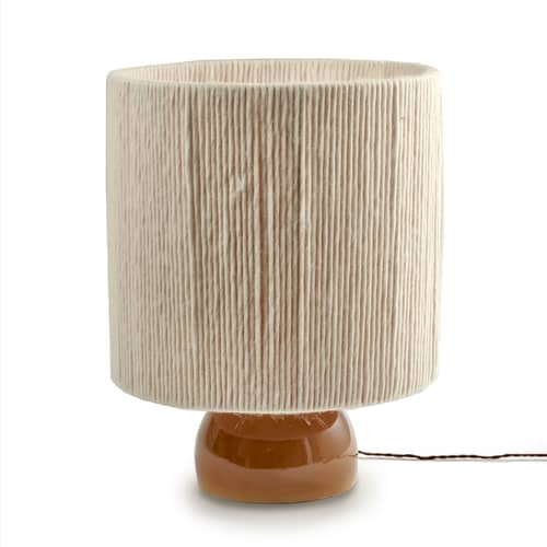 Lampada da tavolo Heritage tessuto marrone / H 66,5 cm - Serax - Ocra vintage - Ceramica, Lana