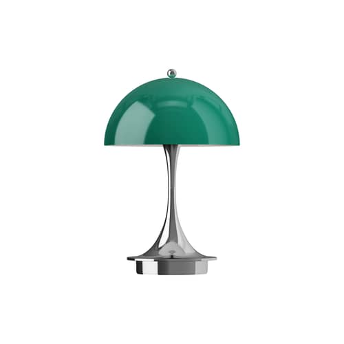 Lampe sans fil rechargeable Panthella 160 The Originals / LED - Ø 16 cm - Louis Poulsen - Vert opalin Original / Chromé - ABS, PMMA
