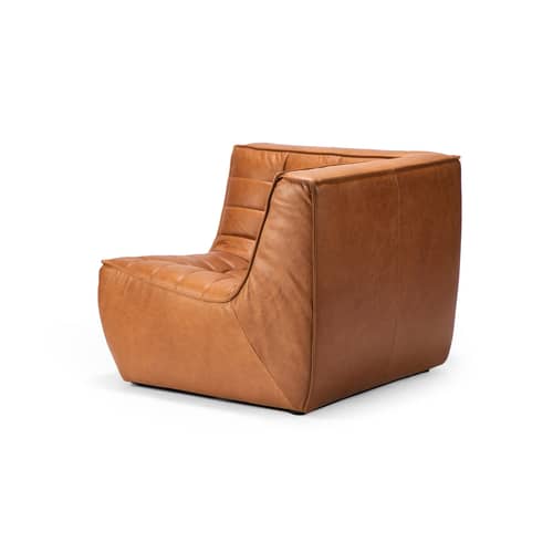 Sedia d\'angolo N701 pelle marrone / Pelle - Ethnicraft - Cognac - Espanso, Legno, Pelle anilina