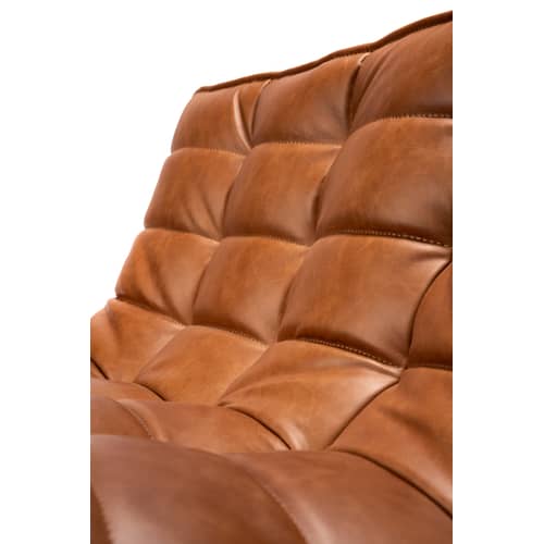 Divano destro N701 pelle marrone / 3 posti - L 210 cm / Pelle - Ethnicraft - Cognac - Espanso, Legno, Pelle anilina