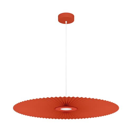 Carmen Pendant textile orange Medium LED / Ø 90 cm - Hartô - Terracotta - Lacquered metal, Pleated fabric