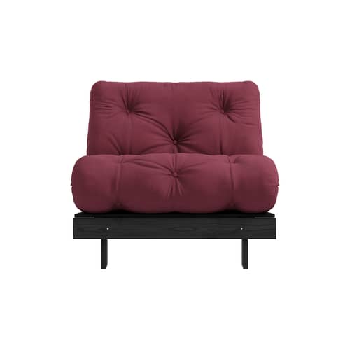 Liege Roots holz rot / Liege & Beistellbett - 3 Positionen / Struktur Schwarz - KARUP DESIGN - Bordeaux 710 / Schwarz - FSC-zertifizierte, lackierte Massivkiefer, Gewebe, Recycelte Mischfasern, Schaumstoff