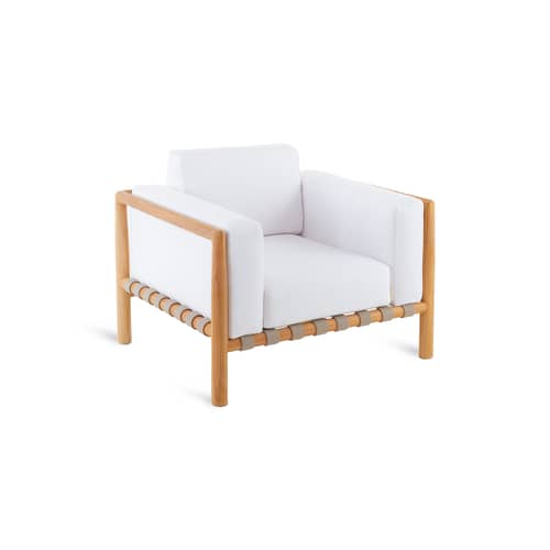 Set coussins  tissu bois blanc / Pour fauteuil Pevero - Unopiu - Coussins / Blanc écru - Tissu acrylique