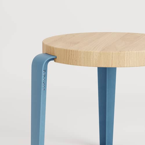Sgabello bimbi Mini Lou legno blu / H 30 cm - TIPTOE - Rovere / Blu balena - Acciaio termolaccato, Rovere massello eco-certificato