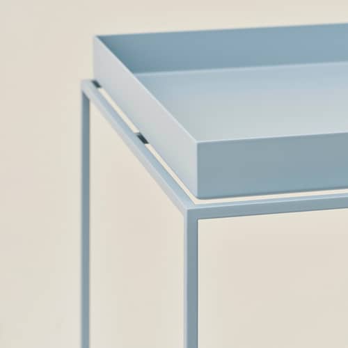Table d\'appoint Tray métal bleu / 40 x 40 x H 44 cm - Hay - Bleu ardoise - Acier thermolaqué