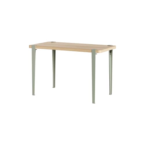 Table rectangulaire Lobo métal gris / 120 x 60 cm - 2 à 4 personnes / Bois éco-certifié - TIPTOE - Gris eucalyptus / Chêne - Acier, Bois recyclé aggloméré plaqué chêne