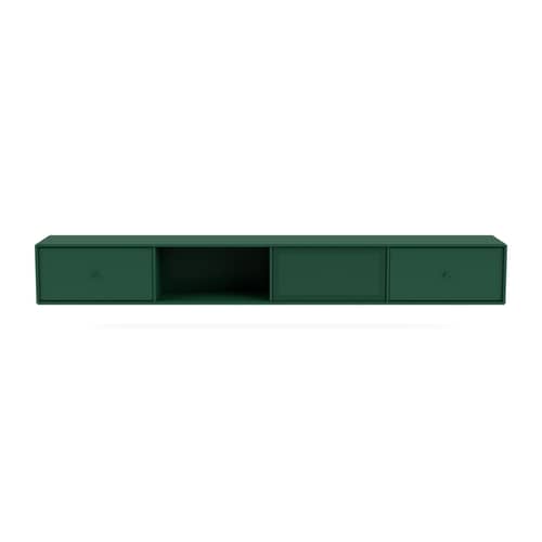 Octave VII Wall-mounted TV unit wood green / W 183.6 x D 30 x H 24 cm - MONTANA - Pine 136 - Lacquered MDF, Perforated steel