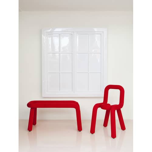 Banc rembourré Bold tissu noir / L 100 cm - Moustache - Noir - Acier, Mousse, Tissu