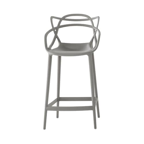 Masters Bar chair plastic material grey H 65 cm - Polypropylen - Kartell - Grey - Recycled thermoplastic technopolymer