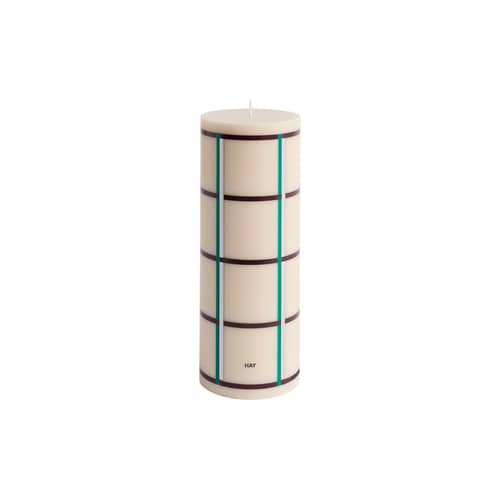 Candela a blocco Column cera multicolore / Ø 9 x H 25 cm - Hay - Bianco, verde, bordeaux e argentato - , Stearin