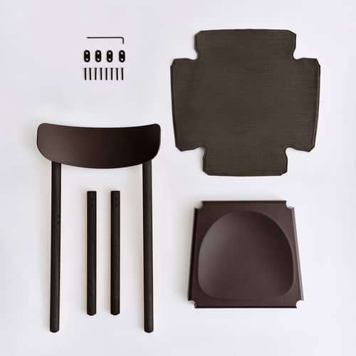 Chaise rembourrée Pack 11 / Dossier polypropylène - Hay - Tissu moka (Remix 356) / Dossier marron / Noir - Chêne huilé, Polypropylène recyclé, Tissu